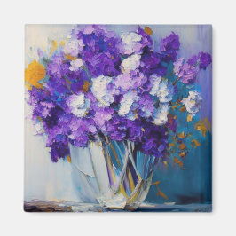 かわいらしヴィンテージ紫の花 マグネット