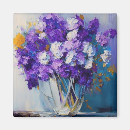 かわいらしヴィンテージ紫の花 マグネット (正面)