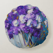 かわいらしヴィンテージ紫の花 ラウンドクッション (裏面)