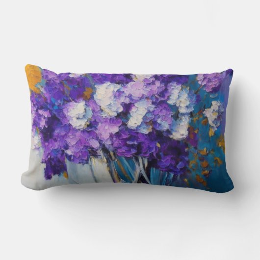 かわいらしヴィンテージ紫の花 ランバークッション (正面)