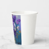 かわいらしヴィンテージ紫の花 紙コップ (左)