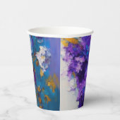 かわいらしヴィンテージ紫の花 紙コップ (右)