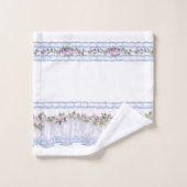 かわいらしヴィンテージ紫フローララフ縁どル バスタオルセット (ウォッシュタオル)