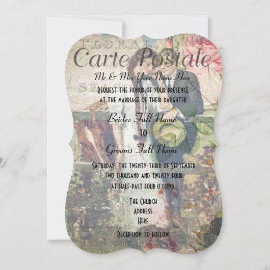 かわいらしヴィンテージ結婚はがき 招待状 (裏面)