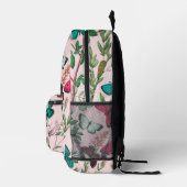 かわいらしヴィンテージ蝶ピンクモノグラム プリントバックパック (右)