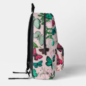 かわいらしヴィンテージ蝶ピンクモノグラム プリントバックパック (左)