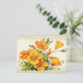 かわいらしヴィンテージ黄色の花 ポストカード (スタンド正面)