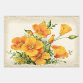 かわいらしヴィンテージ黄色の花 ラッピングペーパーシート (正面2)