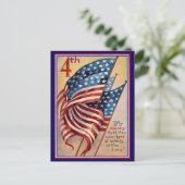 かわいらしヴィンテージ7月4日国旗 ポストカード (スタンド正面)