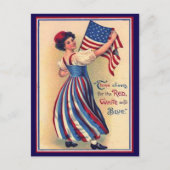 かわいらしヴィンテージ7月4日国旗 ポストカード (正面)