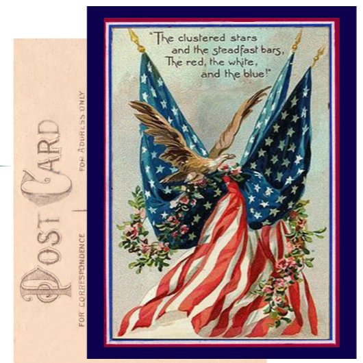 かわいらしヴィンテージ7月4日国旗 ポストカード