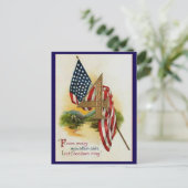 かわいらしヴィンテージ7月4日国旗 ポストカード (スタンド正面)