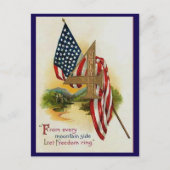 かわいらしヴィンテージ7月4日国旗 ポストカード (正面)