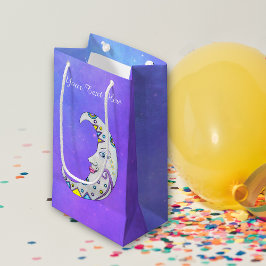 かわいらし三日月の印カラフル象顔紫 スモールペーパーバッグ