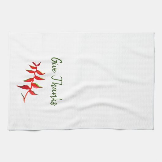 かわいらし与え感謝していフローラ キッチンタオル (横)