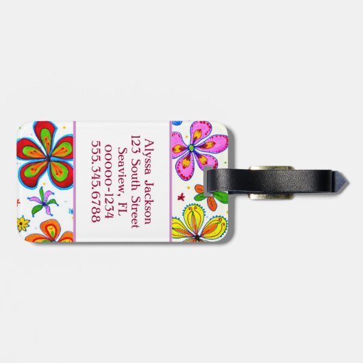 かわいらし両面の大きな花 ラゲッジタグ (裏面横)