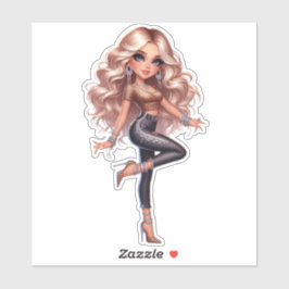 かわいらし人形 シール