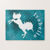 かわいらし人魚パーソナライズされたの一角カラフル獣 ジグソーパズル (横)