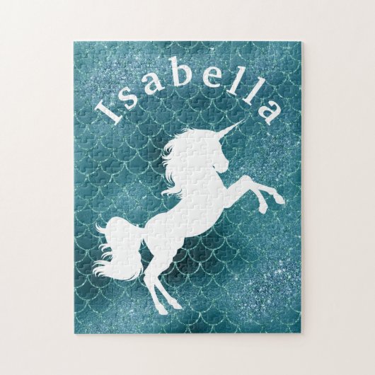 かわいらし人魚パーソナライズされたの一角カラフル獣 ジグソーパズル (縦)