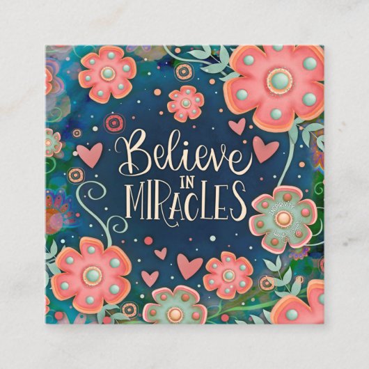 かわいらし信じフローラ スクエア名刺 (正面)