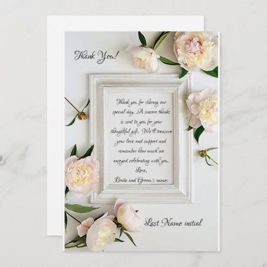 かわいらし写真フレ結婚ームのサンキューカード 招待状 (正面/裏面)