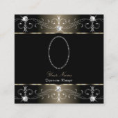 かわいらし写真付き黒プラ華美チナオーナメント スクエア名刺 (正面)