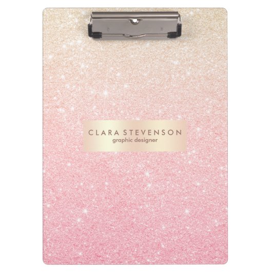 かわいらし勾エレガントガーリー配バラ金ゴールドグリッター クリップボード (正面)