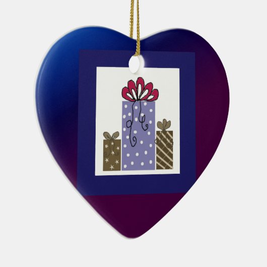かわいらし包まれたプレゼント セラミックオーナメント (右)