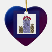 かわいらし包まれたプレゼント セラミックオーナメント (正面)