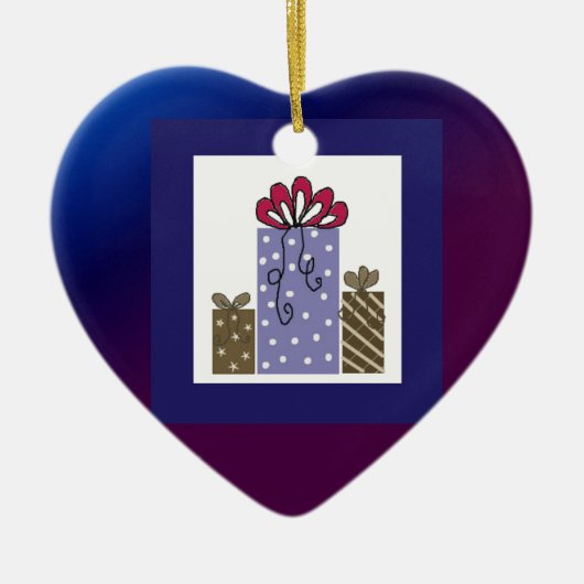かわいらし包まれたプレゼント セラミックオーナメント (正面)