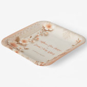 かわいらし咲くロマンチックなレース結婚ピーチ ペーパープレート (傾斜あり)