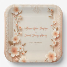 かわいらし咲くロマンチックなレース結婚ピーチ