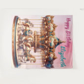 かわいらし回転木馬ホース誕生日ぶら下がったズ タペストリー (正面(横))