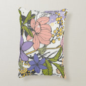 かわいらし図画フラワーガーガーデンホワイトカラフル アクセントクッション (裏面(縦))