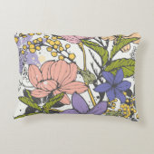 かわいらし図画フラワーガーガーデンホワイトカラフル アクセントクッション (裏面)