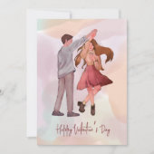 かわいらし図解入りの、写真付きの踊りカップルのバレンタインデー シーズンカード (正面)