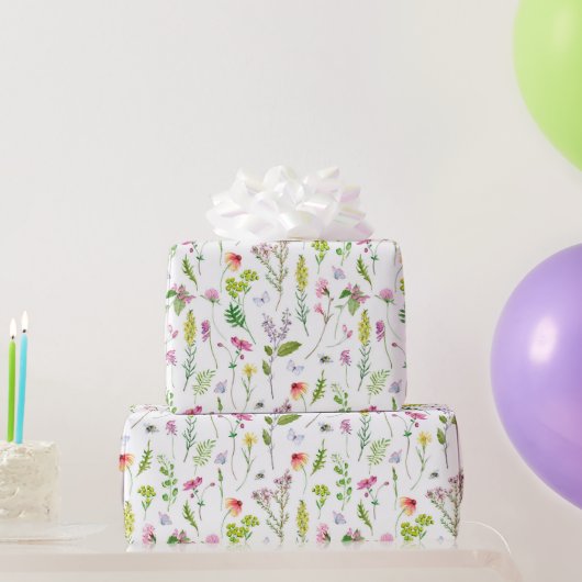 かわいらし園花フローラ植物芸術 ラッピングペーパー (パーティーギフト)