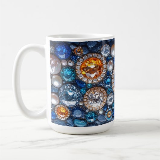 かわいらし大切宝石ダイヤモンドサファイア コーヒーマグカップ (左)