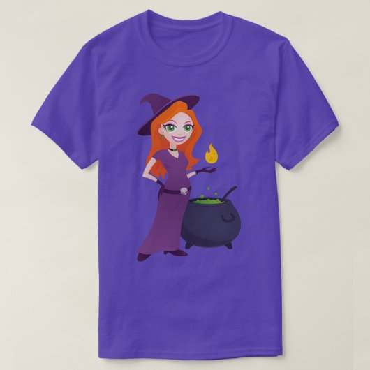 かわいらし大釜の魔女 Tシャツ (デザイン正面)