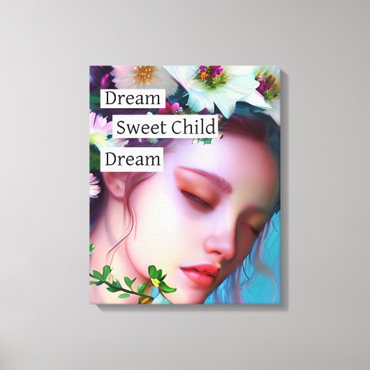 かわいらし妖精の花と髪のファンタジー キャンバスプリント (正面)