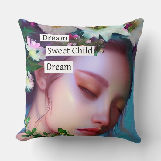 かわいらし妖精の花と髪のファンタジー クッション (正面)