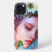 かわいらし妖精の花と髪のファンタジー iPhoneケース (裏面)