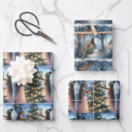 かわいらし妖精飾のクリスマスツリー ラッピングペーパーシート