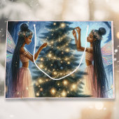 かわいらし妖精飾のクリスマスツリー ラージペーパーバッグ