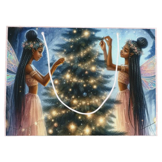 かわいらし妖精飾のクリスマスツリー ラージペーパーバッグ (裏面)