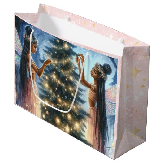かわいらし妖精飾のクリスマスツリー ラージペーパーバッグ (正面アングル)