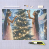 かわいらし妖精飾のクリスマスツリー 薄葉紙 (クラフト)