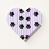 かわいらし子猫と足、紫のストライプヒース形 ノートブック (裏面)