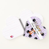 かわいらし子猫と足、紫のストライプヒース形 ノートブック (内部)