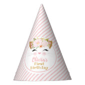 かわいらし子猫ガール誕生日紙 パーティーハット (正面)